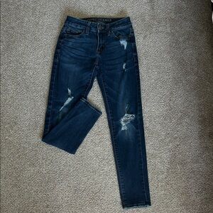 American Eagle Outfitters Dark Blue Distressed Skinny Jeans